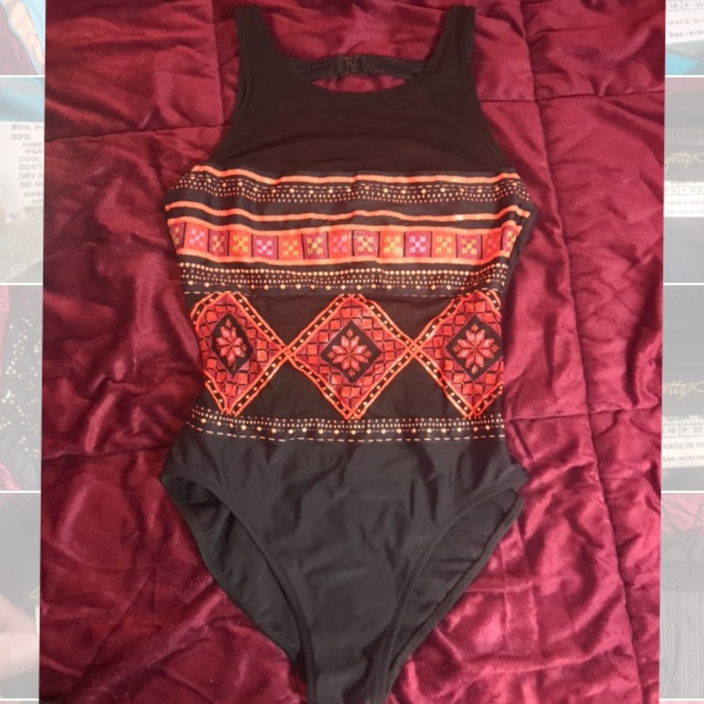 !Vintage Retro Tribal High Neck One Piece Swimsuit